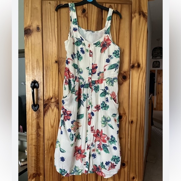 Tu brand Floral printed cotton viscose dress with pockets women’s size 10 - Picture 2 of 7